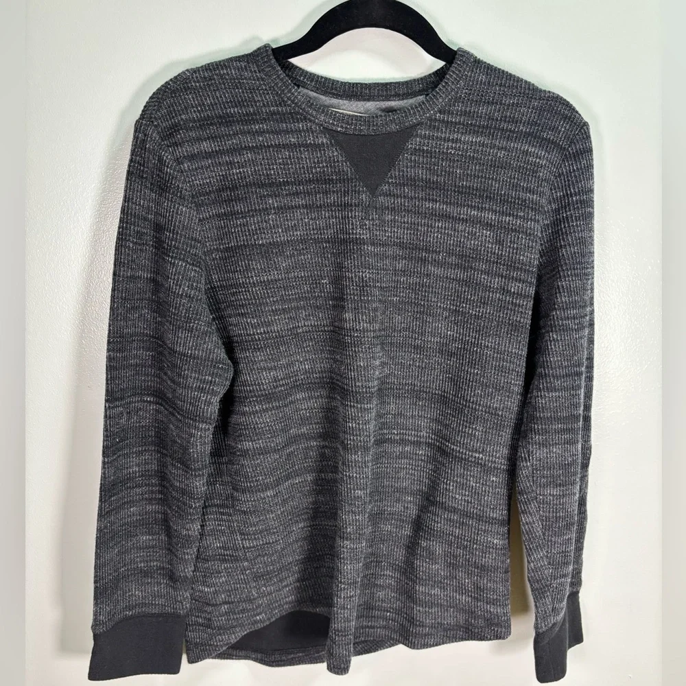 Banana Republic Mens Heritage Collection Waffle Knit Pullover Shirt Charcoal S‎